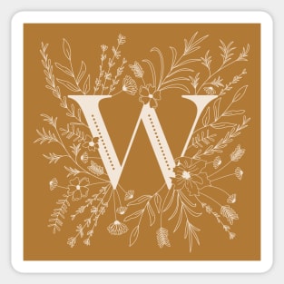 Botanical Letter W (Mustard Yellow) Sticker